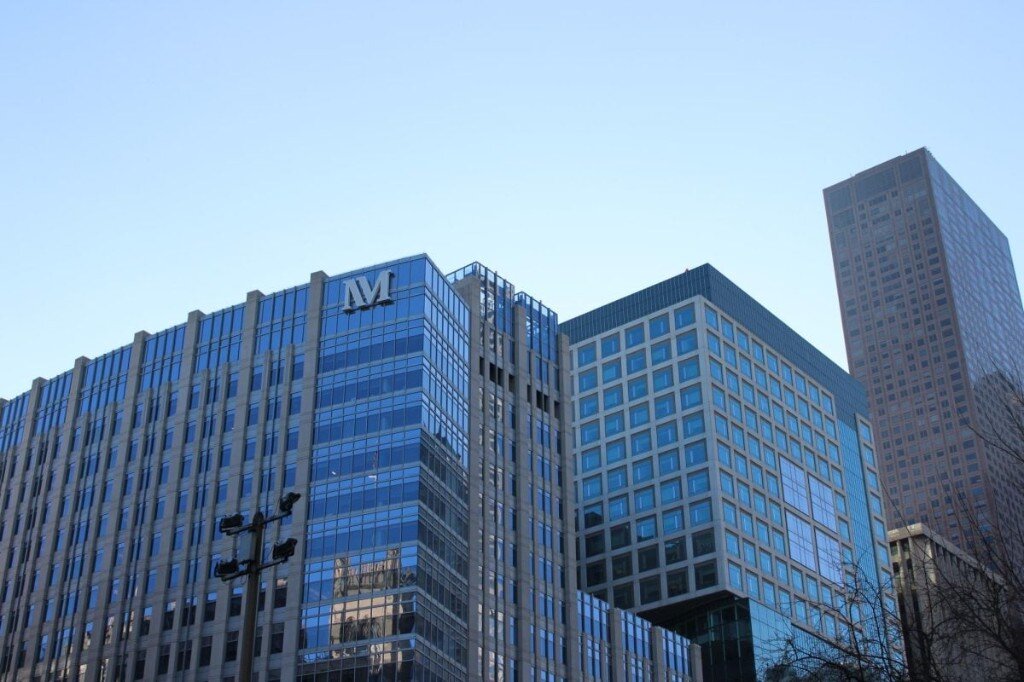 Northwestern Medicine campus building with NM logo
